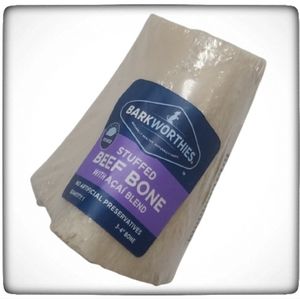 Barkworthies Shin Bone Stuffed with Acai Blend Dog Treat, 3 - 4 in